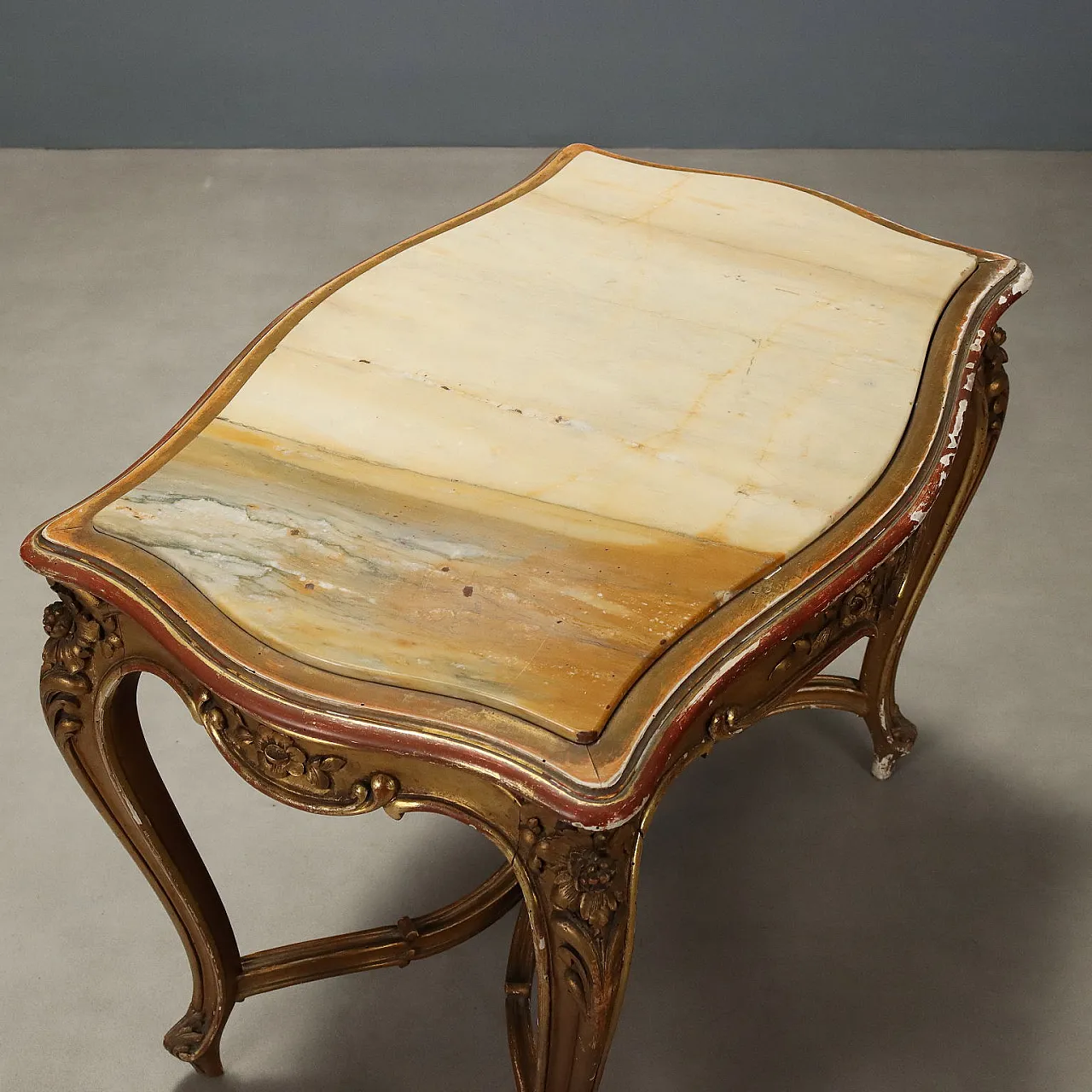 Late Baroque style table in carved and gilded wood, 19th century 7