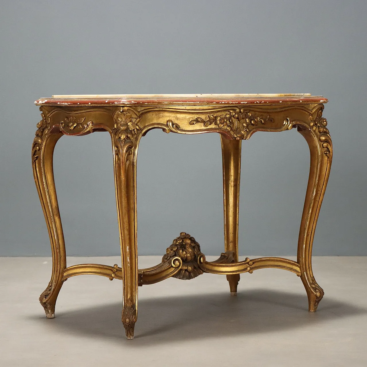 Late Baroque style table in carved and gilded wood, 19th century 8