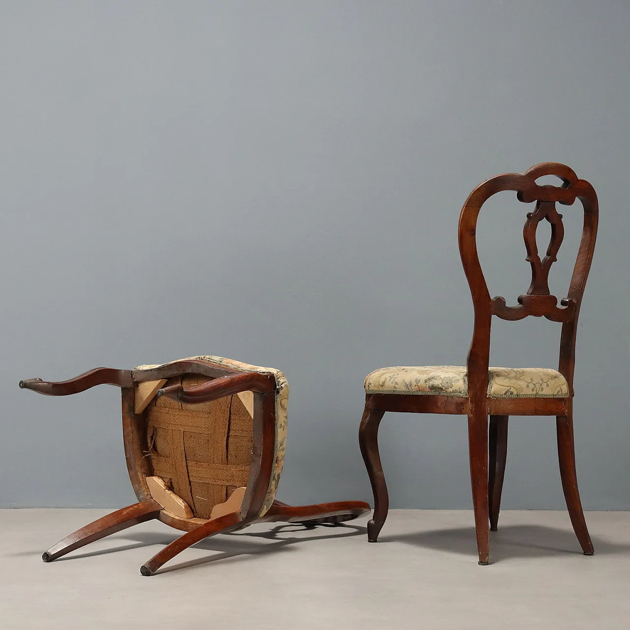 4 Sedie Luigi Filippo in noce, fine '800 7