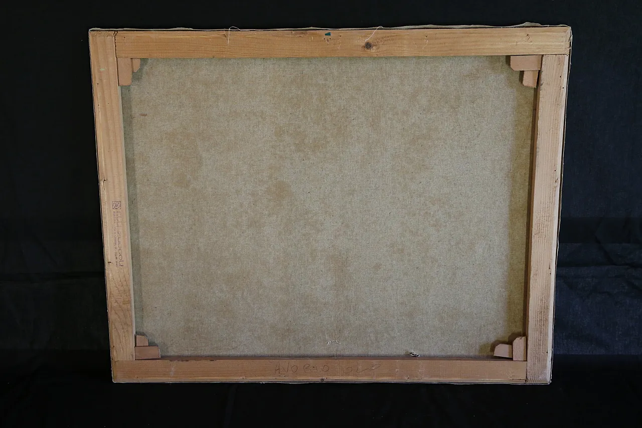 The gleaners oil on spatula textured impressionist canvas, 70s 19