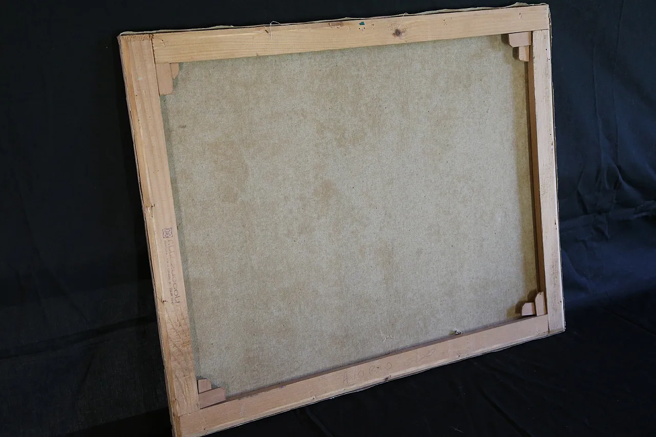 The gleaners oil on spatula textured impressionist canvas, 70s 20