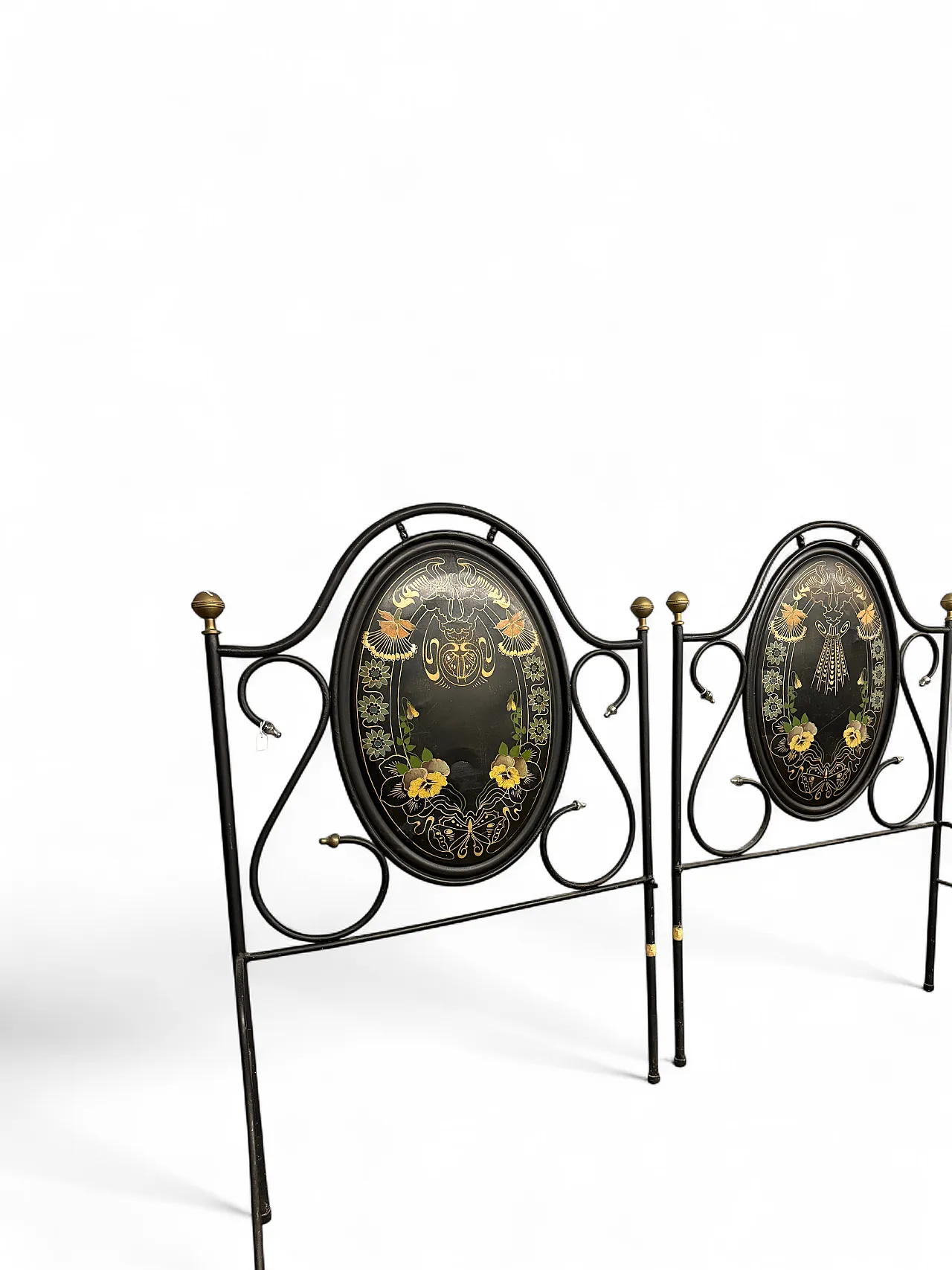 Double headboard, painted Tuscan wrought iron, 19th century 12