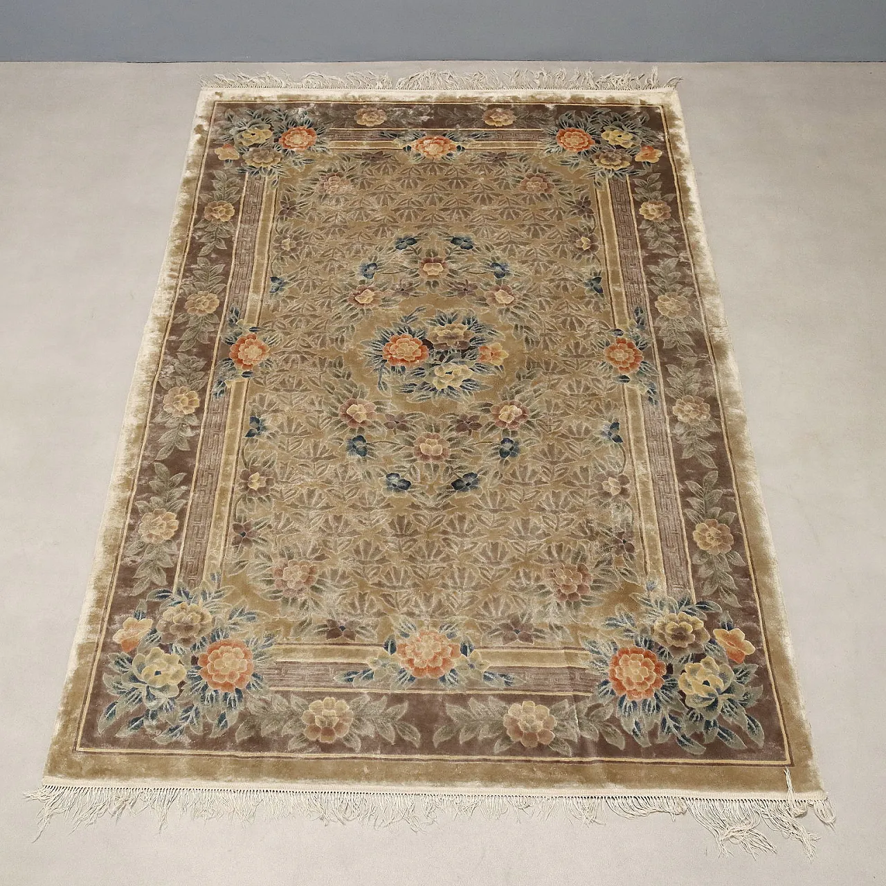 Tappeto Pechino in seta, nodo finissimo, realizzato a mano, '900 3