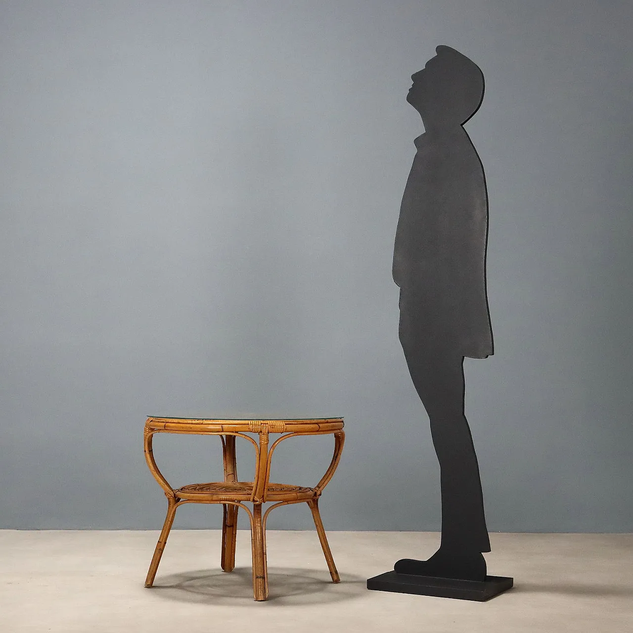Double-top coffee table, bamboo with clear glass top, 20th century 2