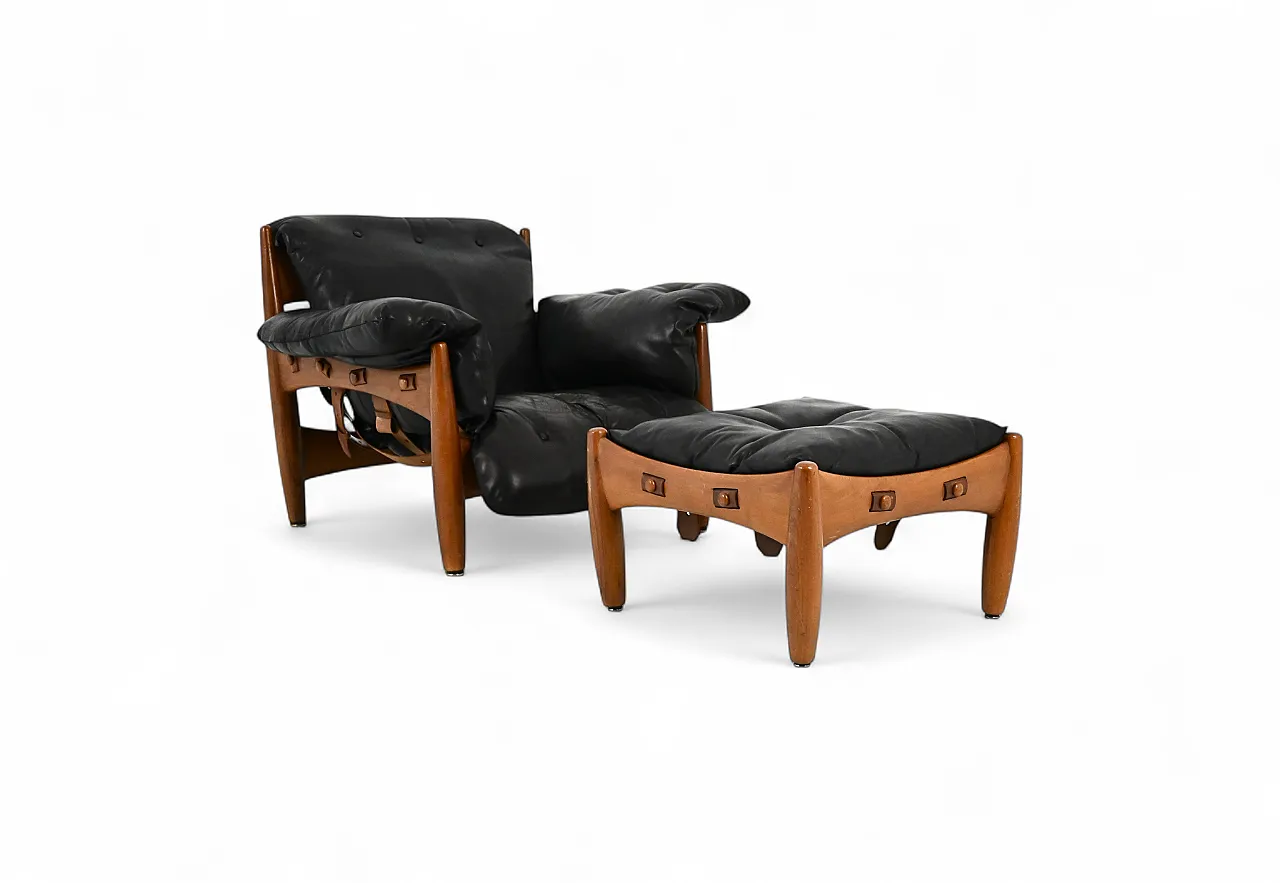 Poltrona e pouf Sheriff di Sergio Rodrigues per ISA Bergamo, anni '70 13