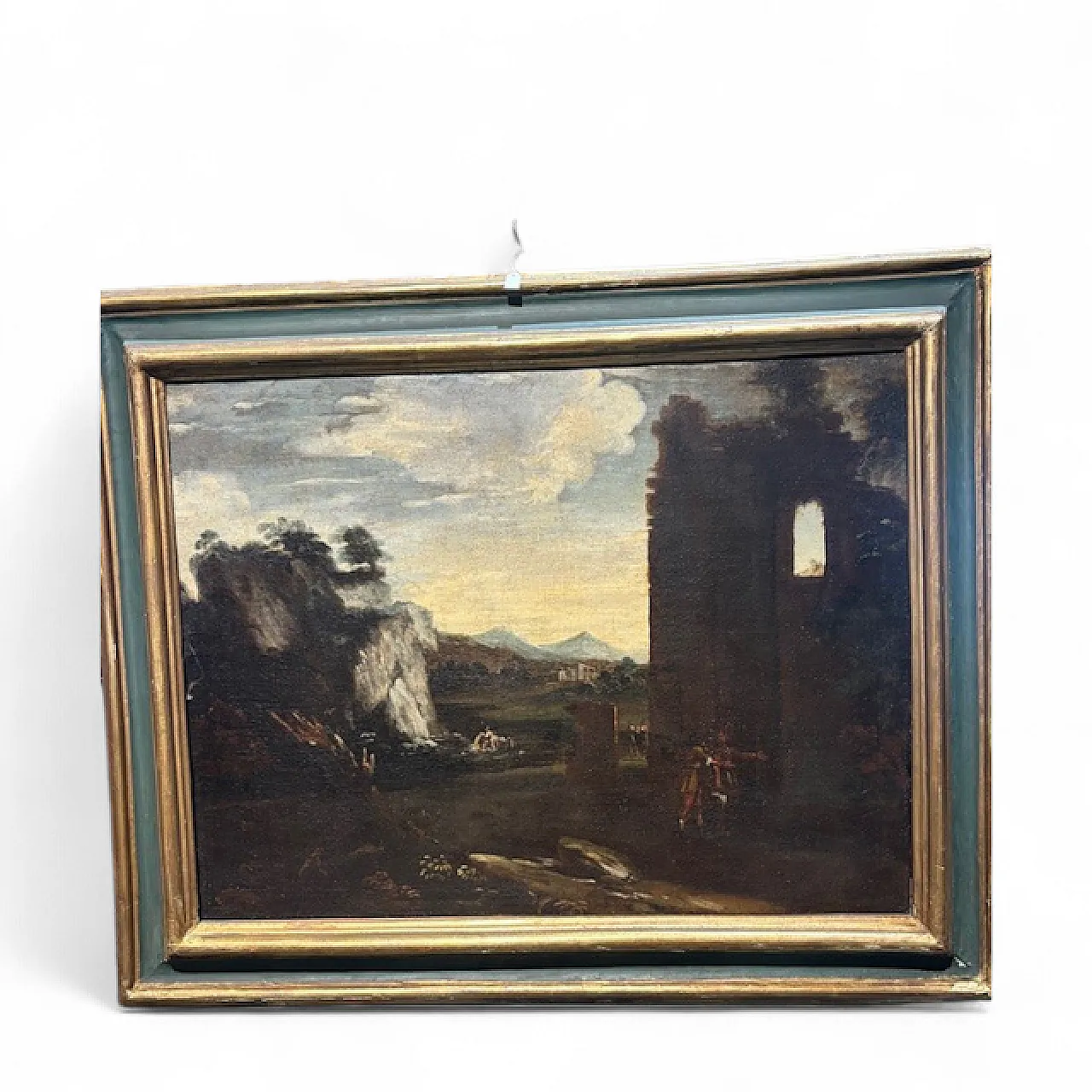 Dipinto Paesaggio e rovine con personaggi, '700 17