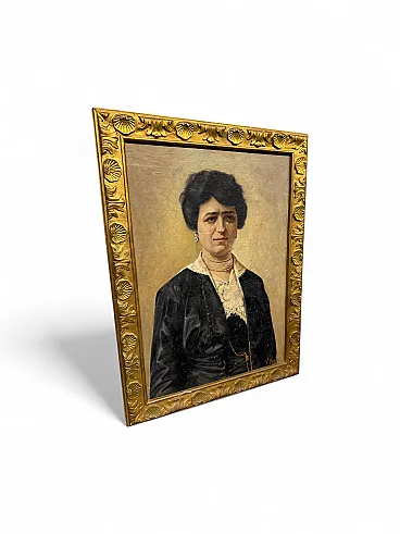 Dipinto olio su tela figura femminile Art Decò, Papini V., 1940