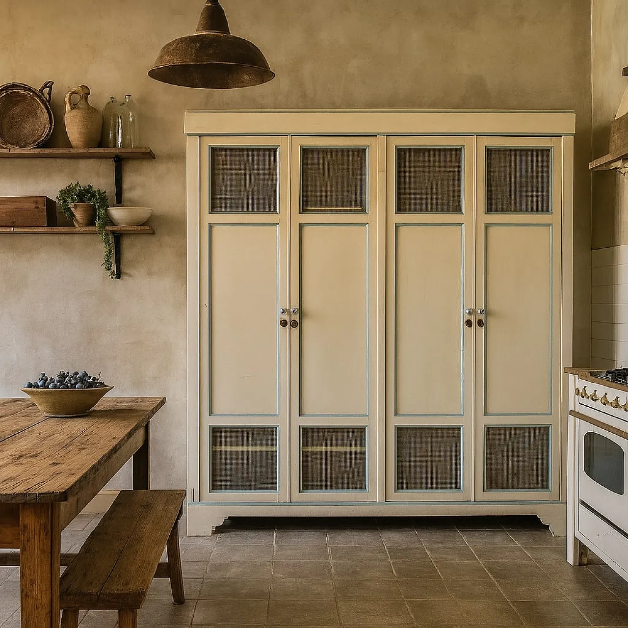 Mobile dispensa in abete laccato, primo '900 2