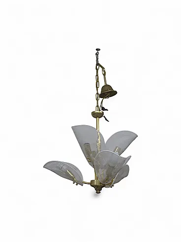Chandelier with Murano leaves by Franco Luce, 90s