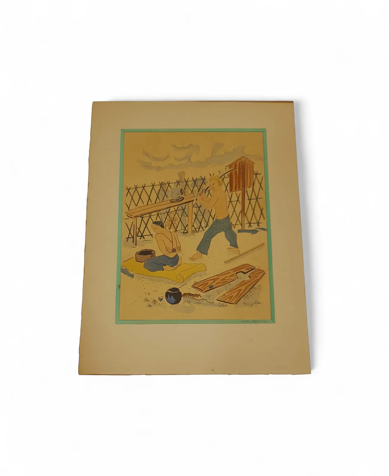 Litografia Esecuzione di un tossicodipendente di Tsuguharu Fujita 28