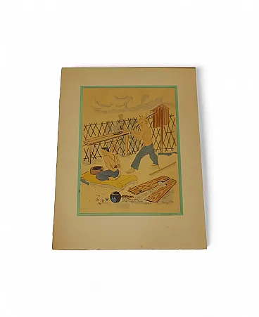 Litografia Esecuzione di un tossicodipendente di Tsuguharu Fujita