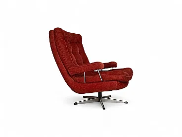 Poltrona girevole svedese di Ulferts Möbler, velluto, anni '70