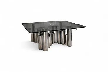 Tavolino di Marco Zanuso Cromo e Vetro Fumè, anni '70