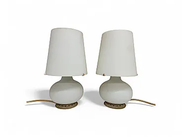 Pair of small glass table lamps by Max Ingrand, 70s