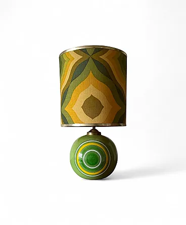 Lampada da tavolo in ceramica verde Space Age, Italia anni '60