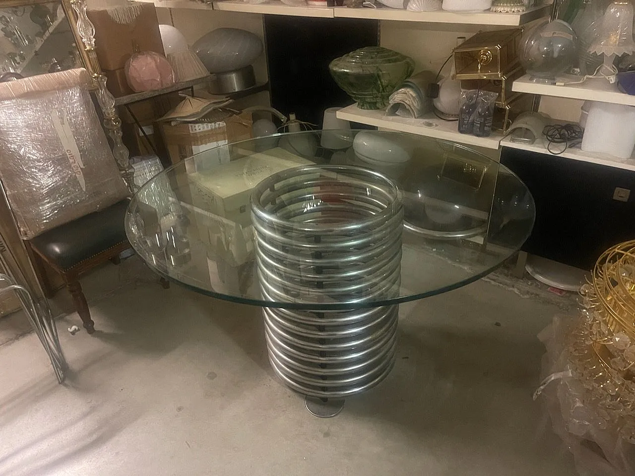Mid-Century chrome crystal dining table, Italy, 1970s 2