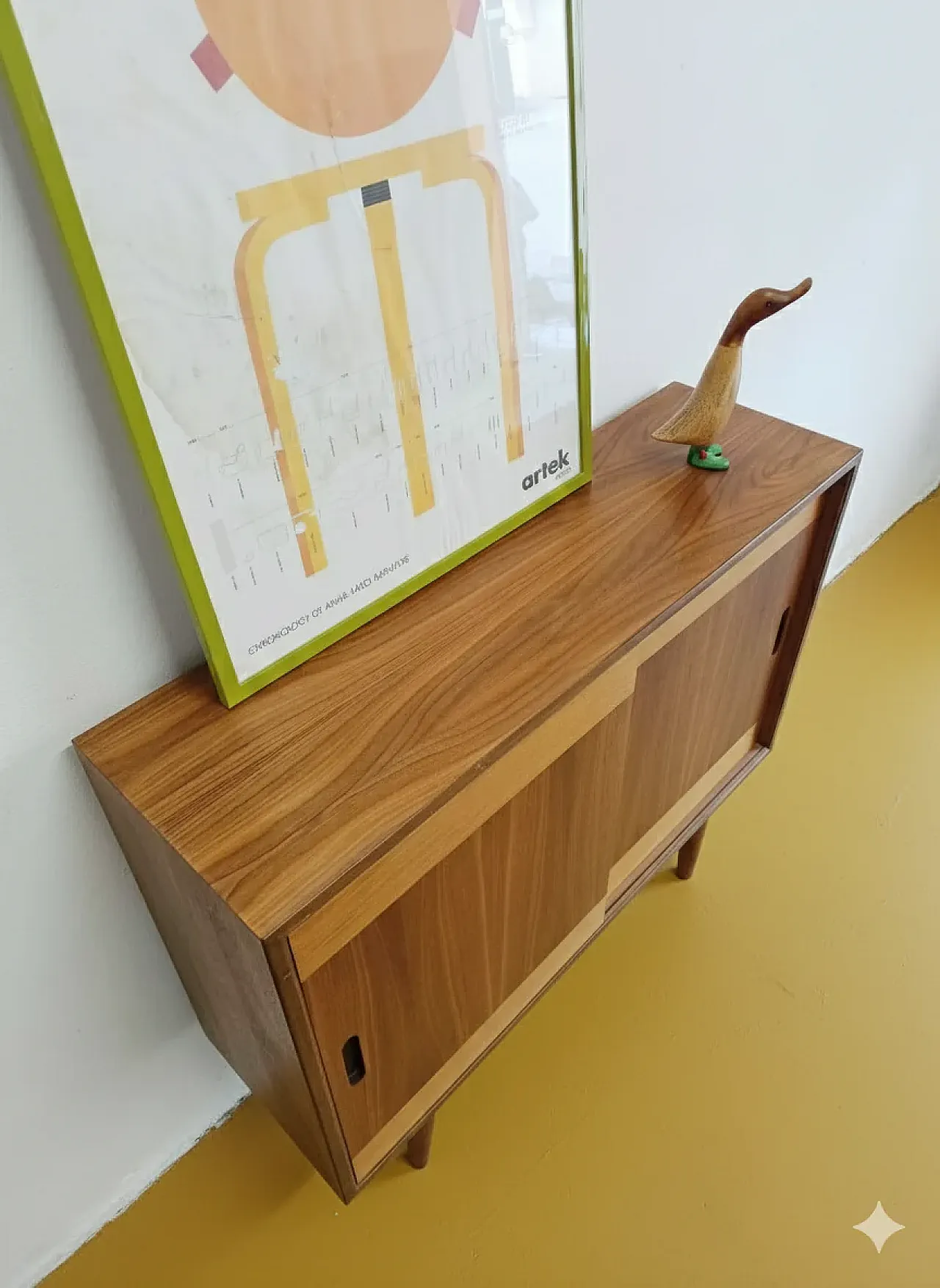 Teak sideboard with sliding doors, Denmark, 1950s 3