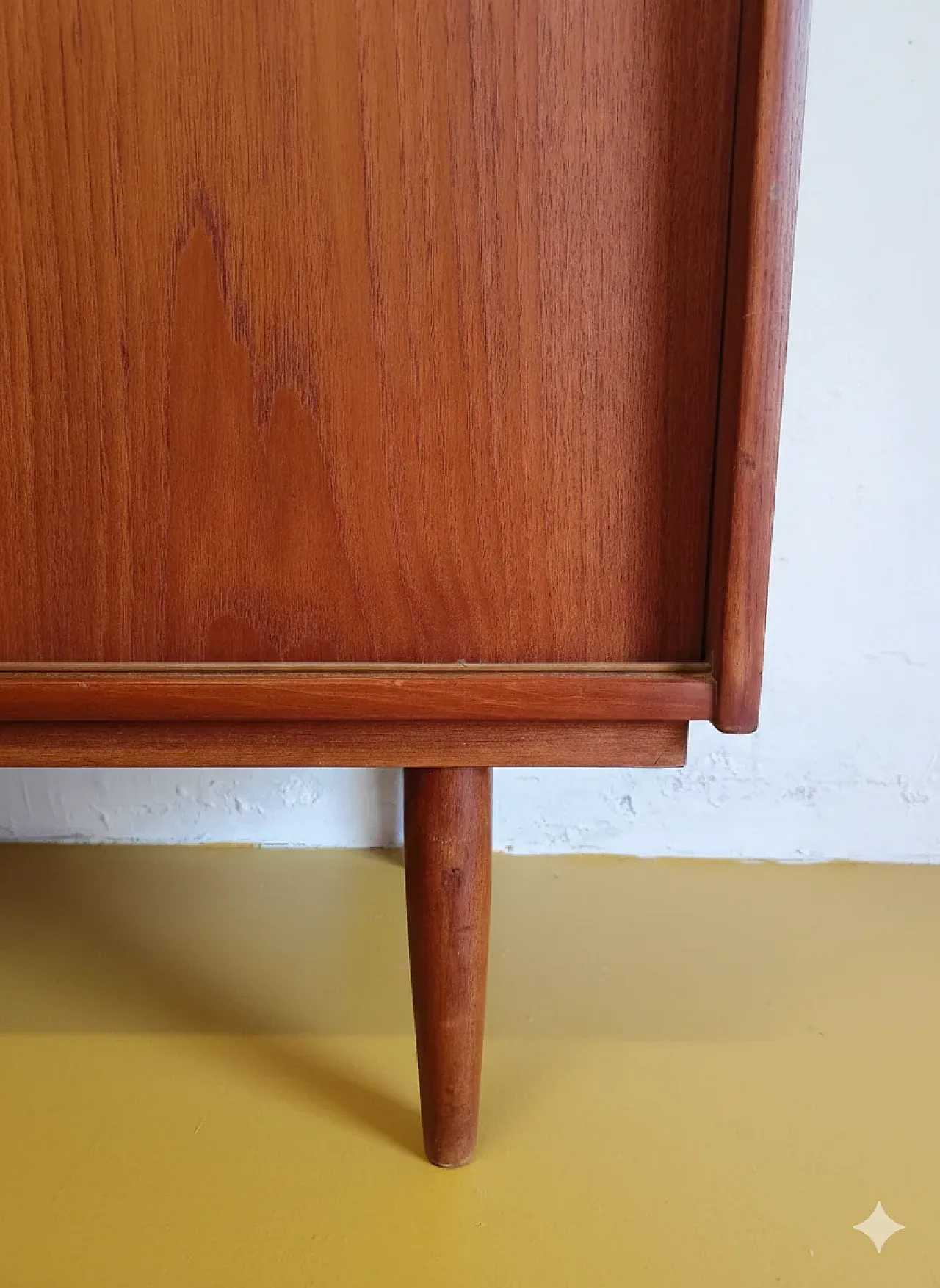 Teak sideboard with sliding doors and drawers, Denmark, 1950s 3
