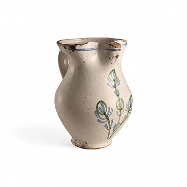 Brocca in maiolica monocroma con decoro, '800