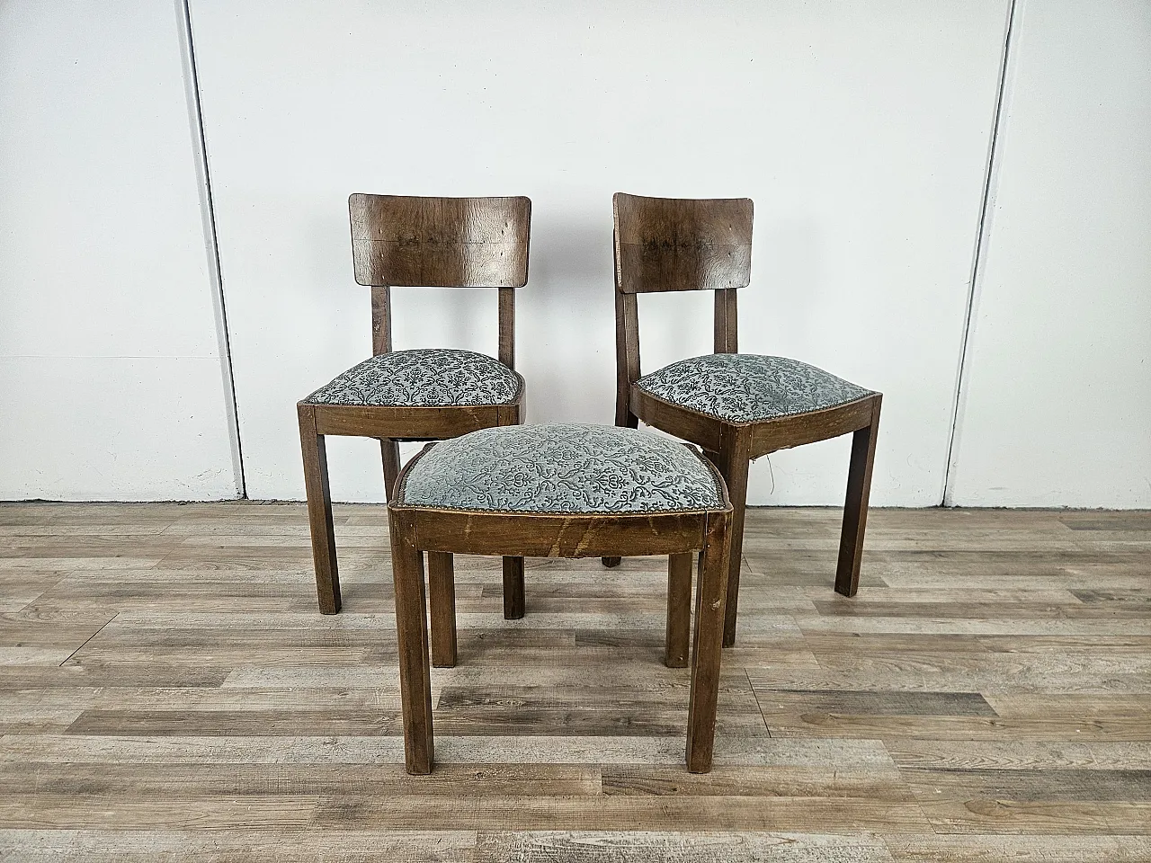 Art Deco pair of chairs with stool, 40s 1