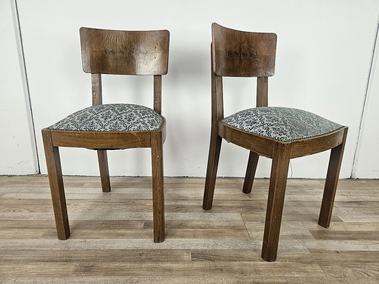 Art Deco pair of chairs with stool, 40s 2