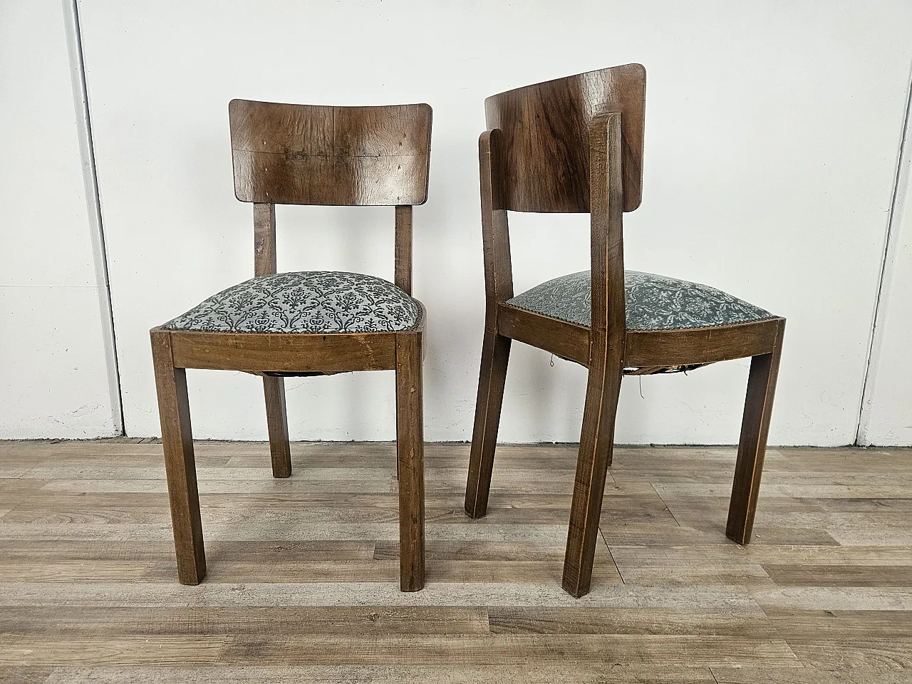Art Deco pair of chairs with stool, 40s 3