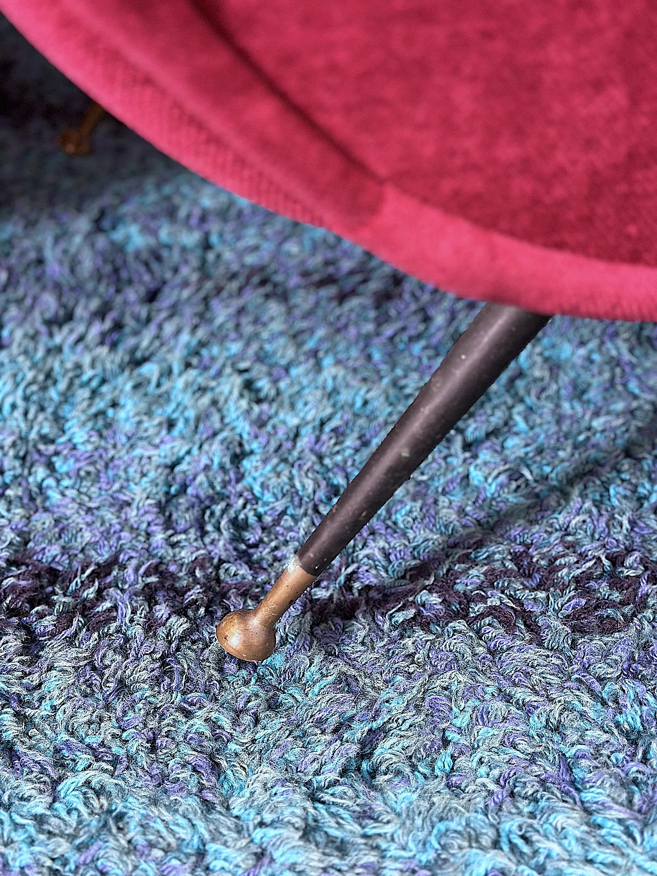 Pair of Lady armchairs attr. to Marco Zanus ruby fabric, 1950s 11