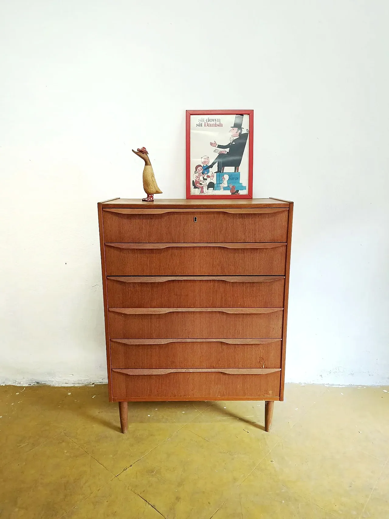 Teak chest of drawers 108cm, Denmark, 1950s 6