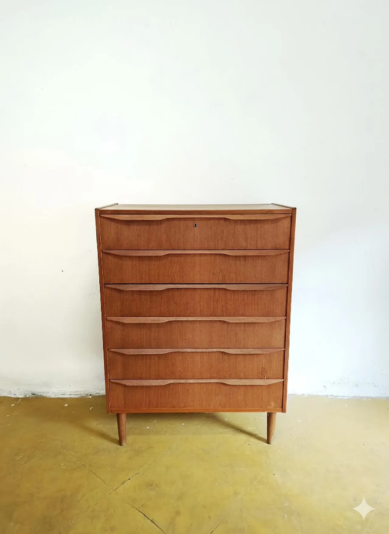 Teak chest of drawers 108cm, Denmark, 1950s 7