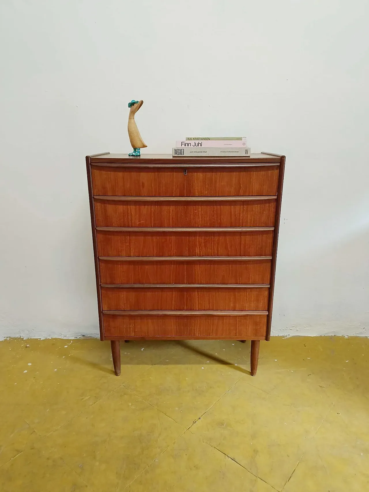 Teak chest of drawers with 6 drawers, Denmark, 1950s 3