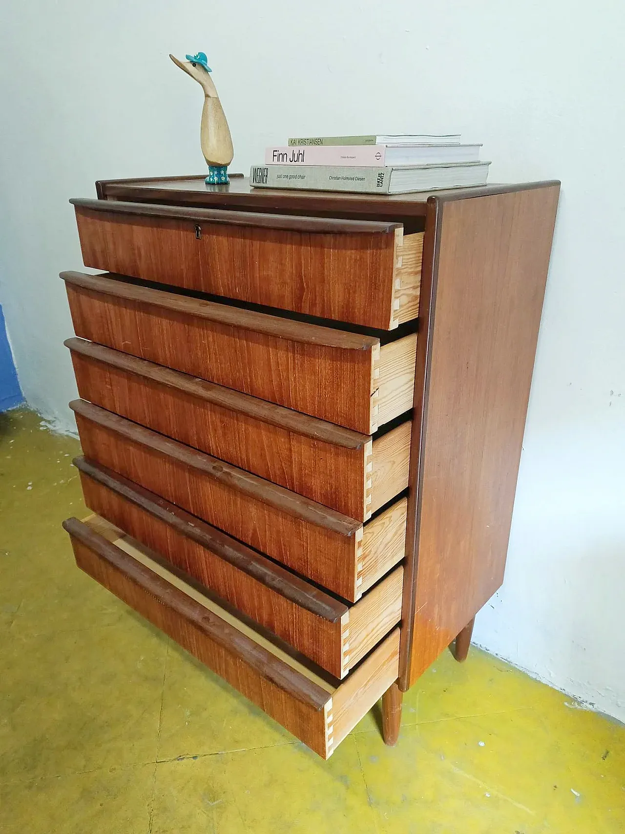 Teak chest of drawers with 6 drawers, Denmark, 1950s 4