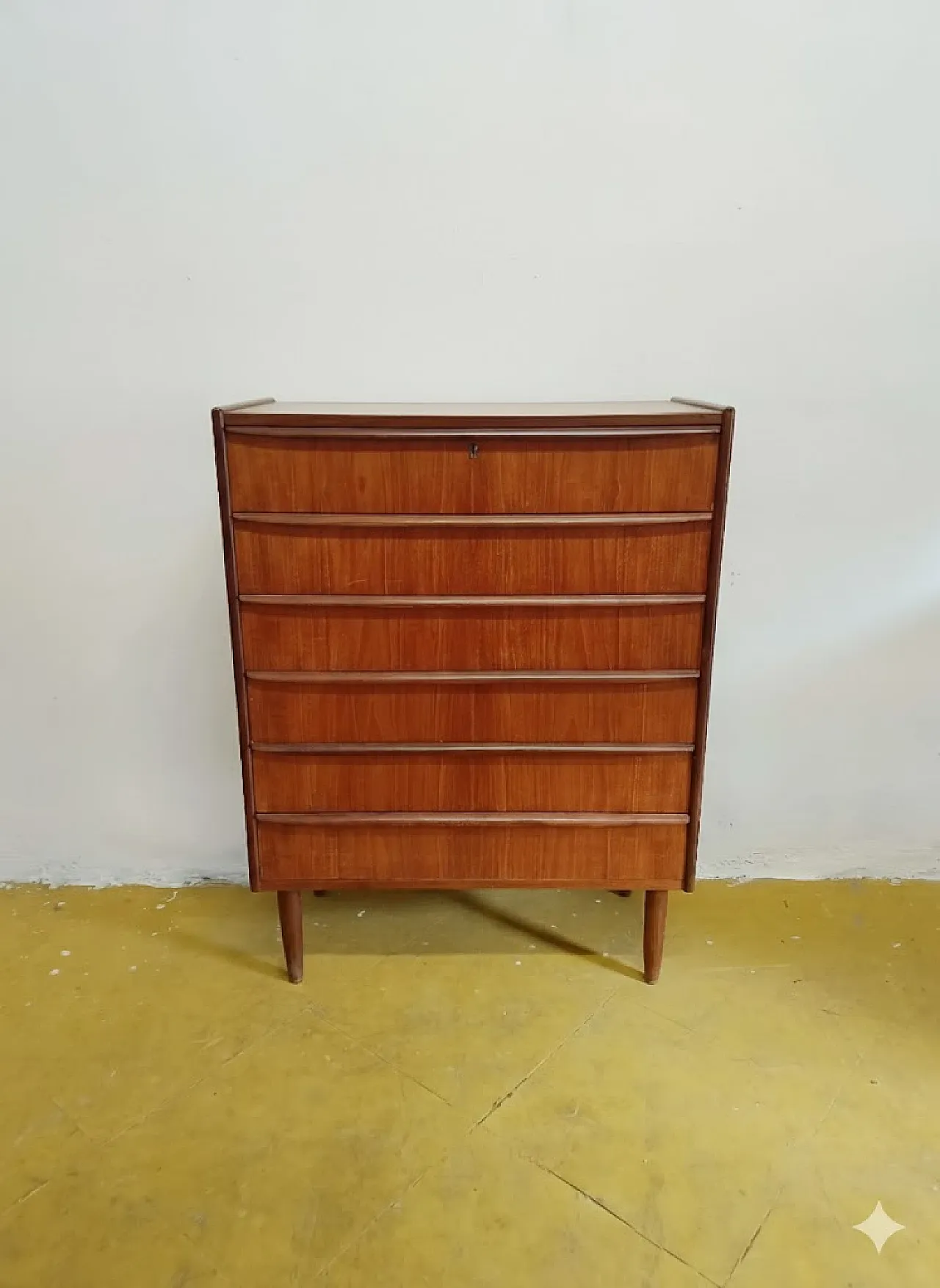 Teak chest of drawers with 6 drawers, Denmark, 1950s 9
