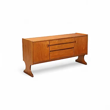 Credenza impiallacciata in teak con ante battenti e cassetti, '900