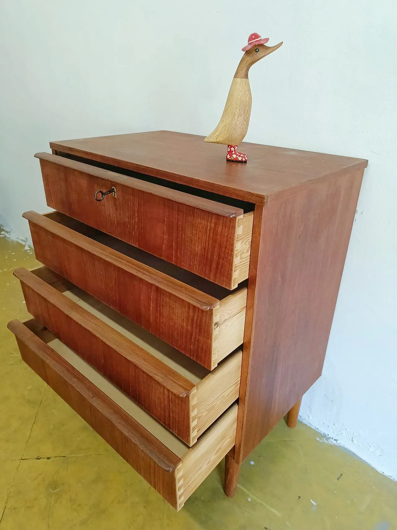 Teak chest of drawers with 4 drawers, Denmark, 1950s 3