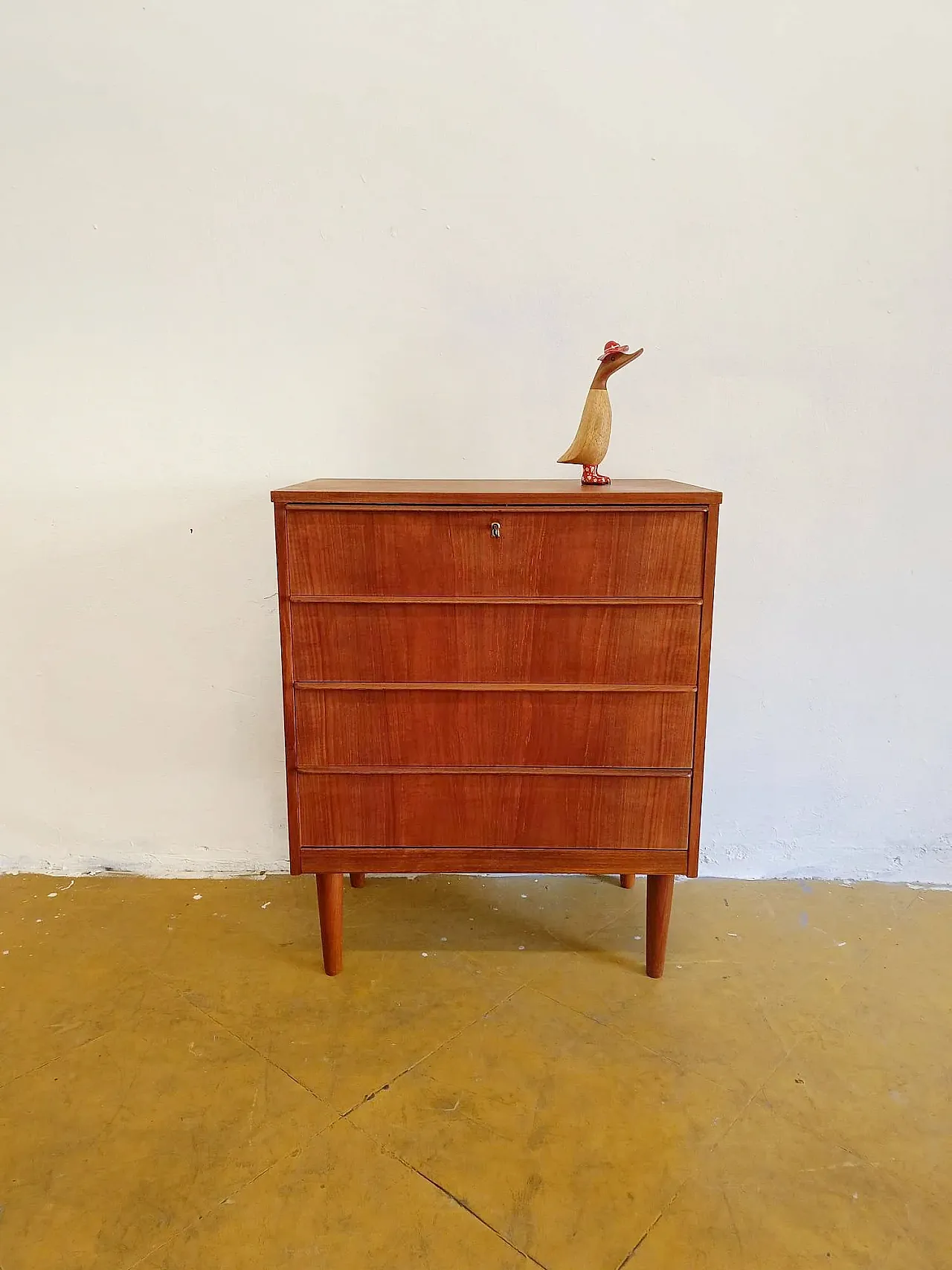 Teak chest of drawers with 4 drawers, Denmark, 1950s 5