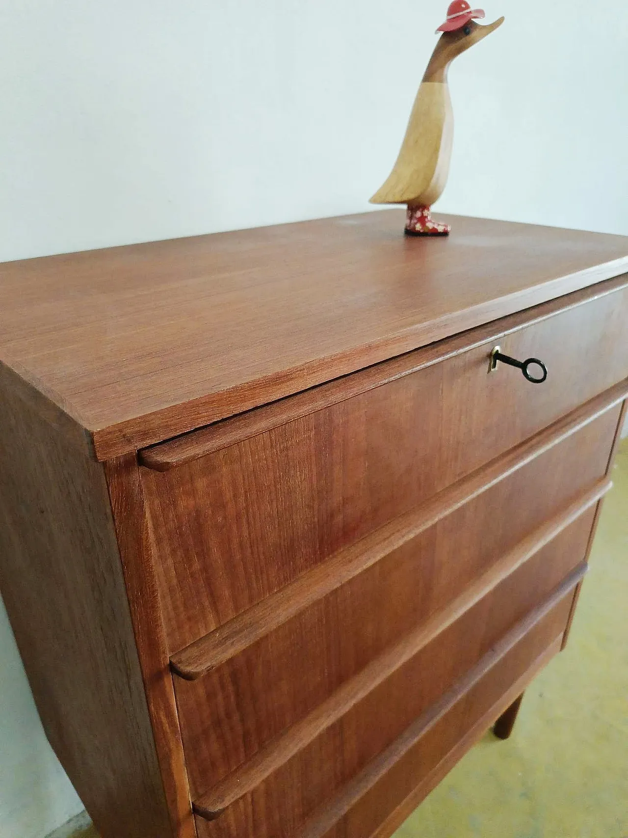 Teak chest of drawers with 4 drawers, Denmark, 1950s 6