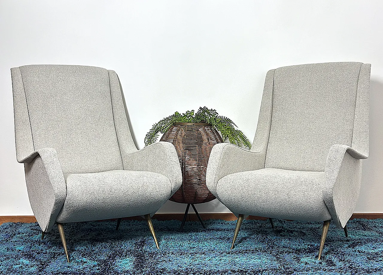 Pair of armchair by Aldo Morbelli for ISA Bergamo, 1950s 1