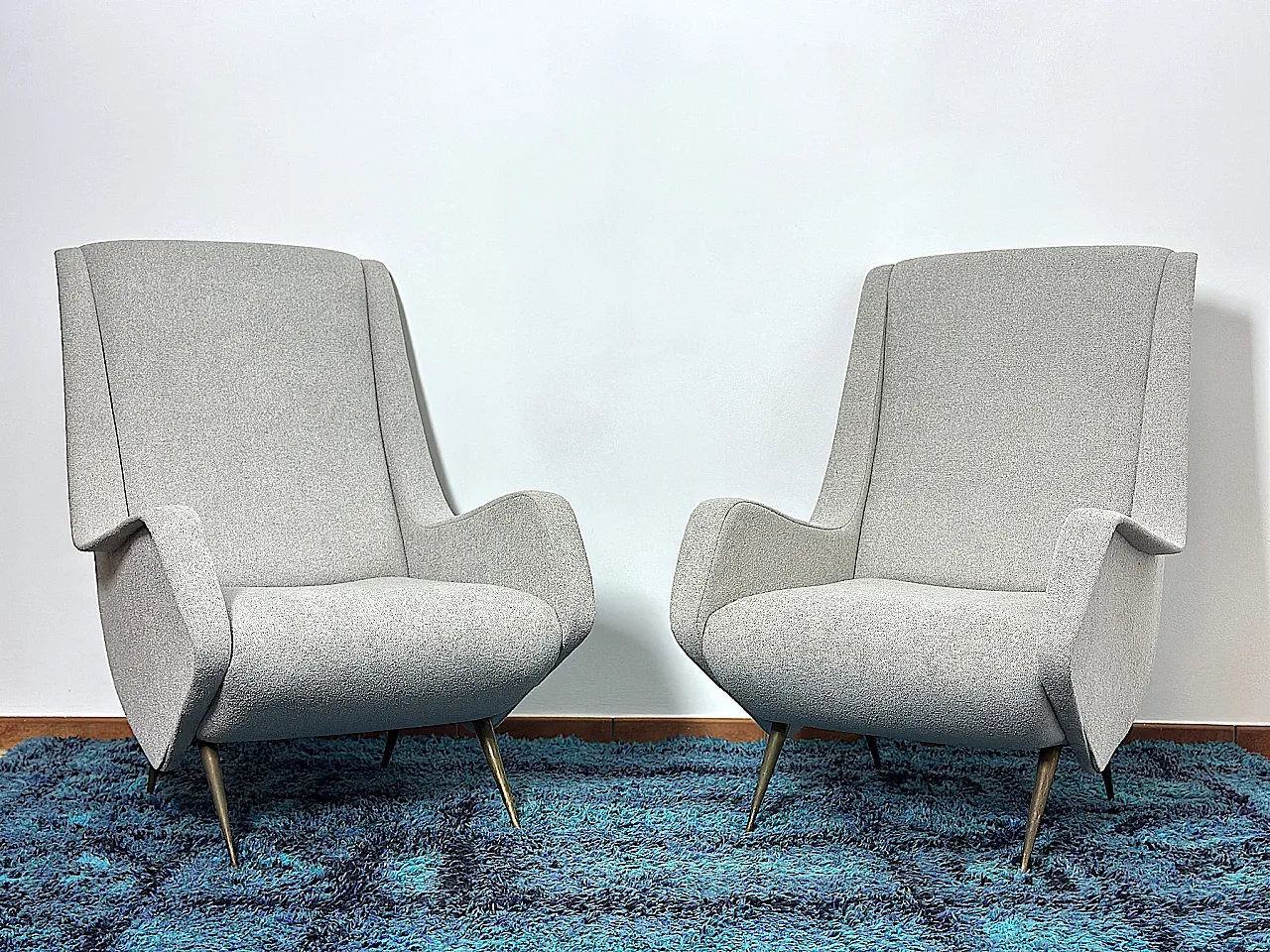 Pair of armchair by Aldo Morbelli for ISA Bergamo, 1950s 2