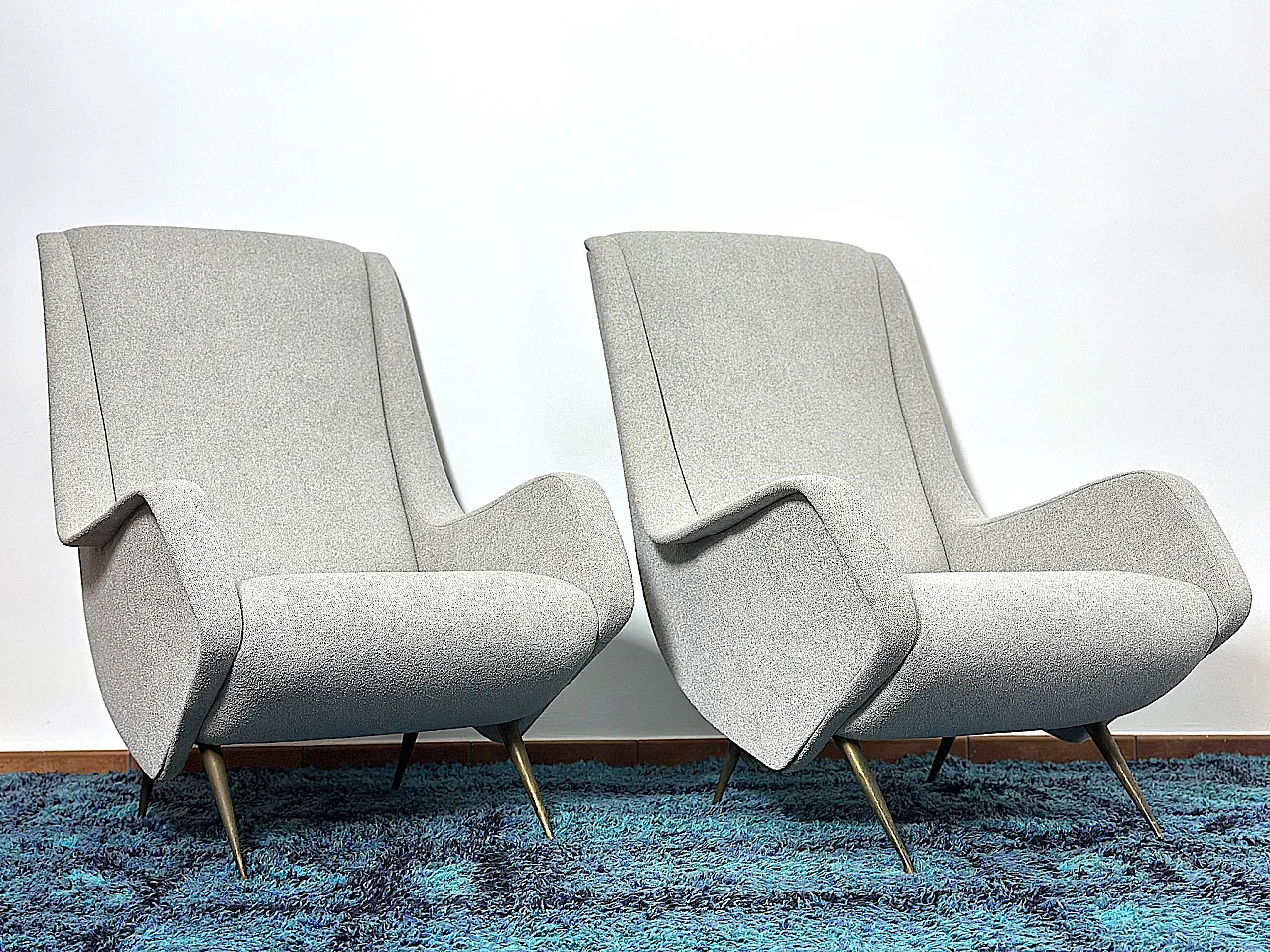 Pair of armchair by Aldo Morbelli for ISA Bergamo, 1950s 3