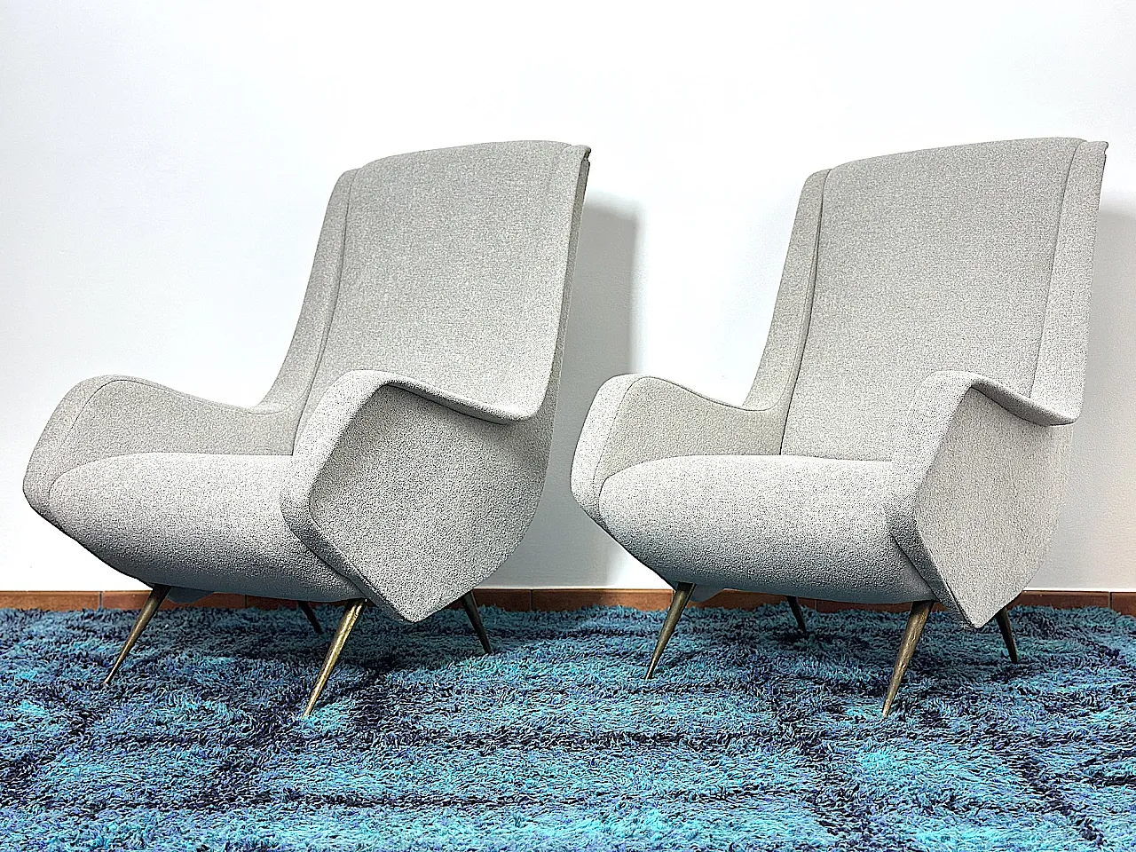 Pair of armchair by Aldo Morbelli for ISA Bergamo, 1950s 4