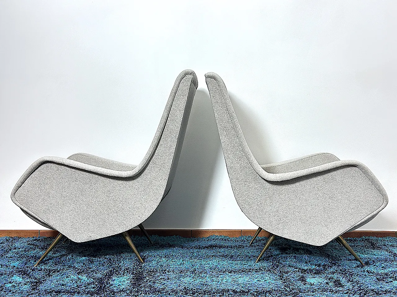 Pair of armchair by Aldo Morbelli for ISA Bergamo, 1950s 5