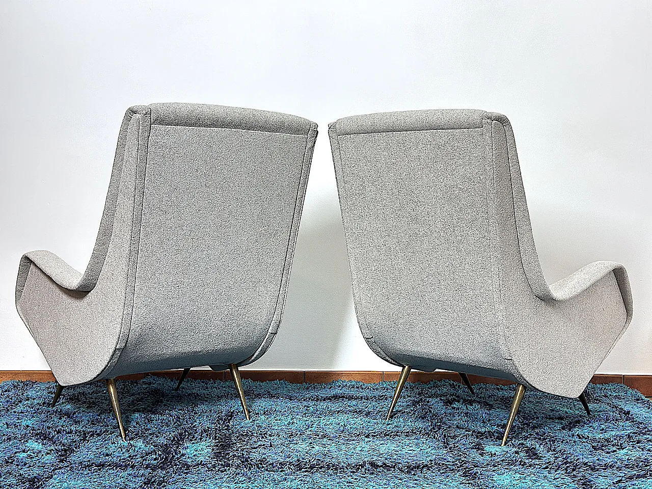 Pair of armchair by Aldo Morbelli for ISA Bergamo, 1950s 6