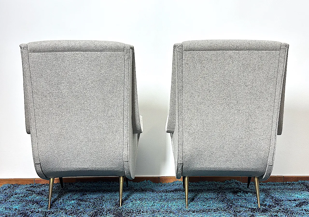 Pair of armchair by Aldo Morbelli for ISA Bergamo, 1950s 7