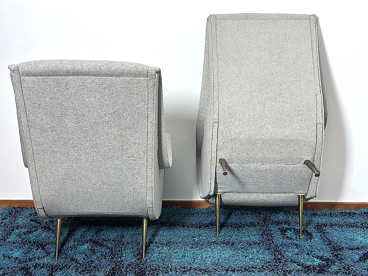 Pair of armchair by Aldo Morbelli for ISA Bergamo, 1950s 8