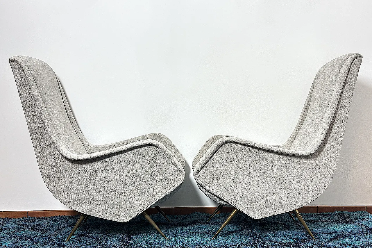 Pair of armchair by Aldo Morbelli for ISA Bergamo, 1950s 10