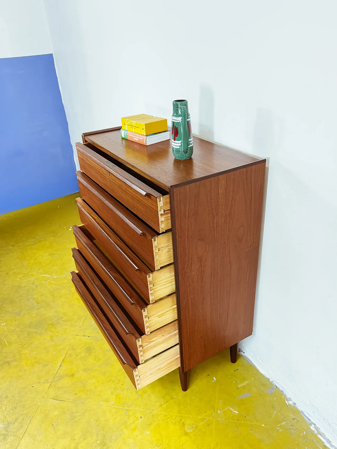 Teak chest of drawers 6 drawers, Denmark, 1950s 6