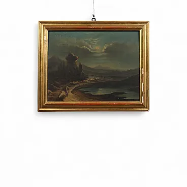 Paesaggio pianeggiante, olio su tavola, '800