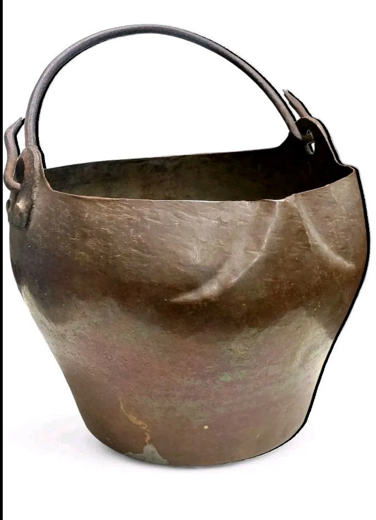 Secchio per acqua in rame sbalzato con manici in ferro, '700 1