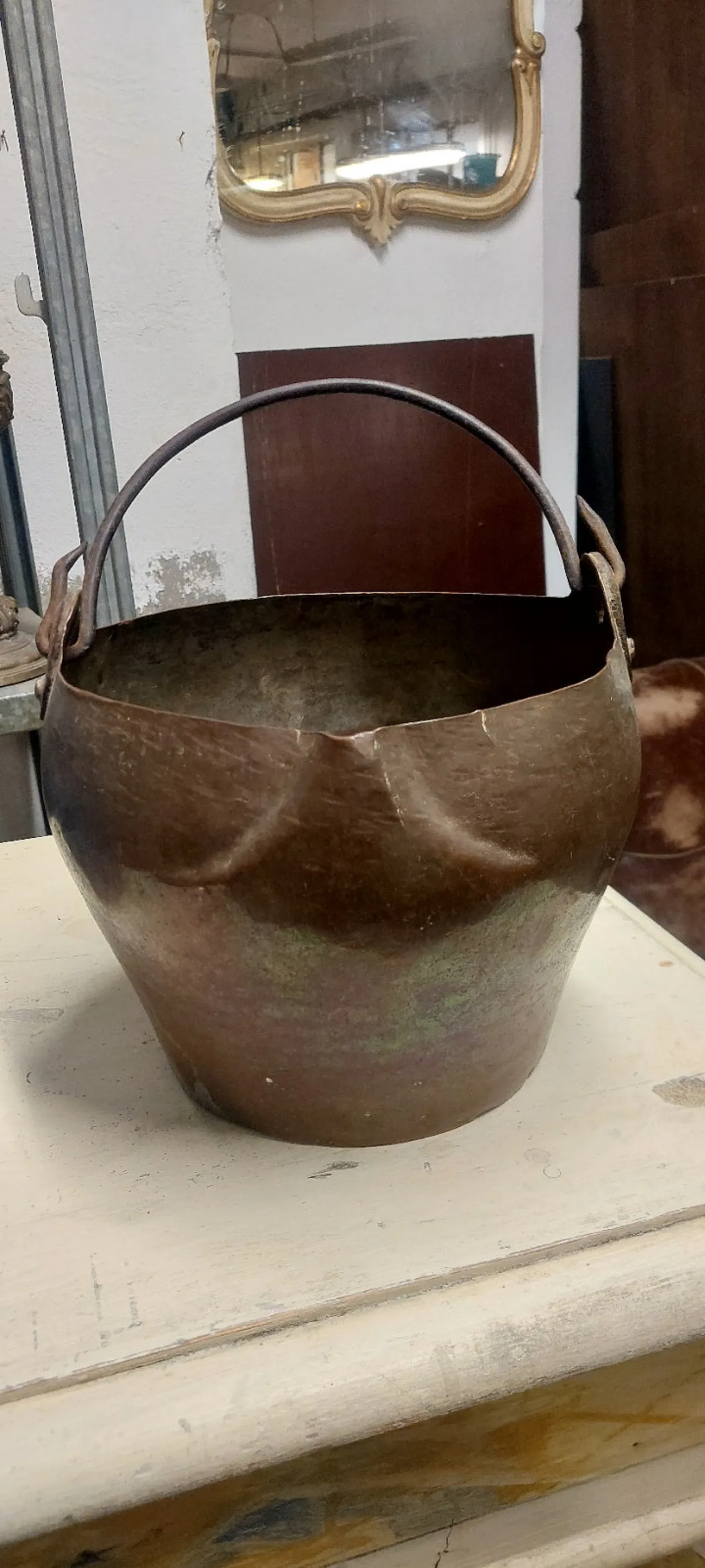 Secchio per acqua in rame sbalzato con manici in ferro, '700 4