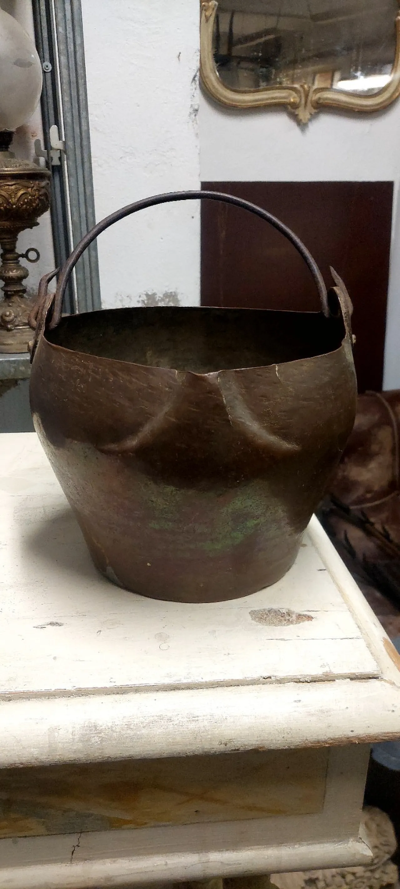 Secchio per acqua in rame sbalzato con manici in ferro, '700 8